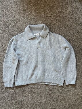 Mod Ref Light Gray Knit Polo Sweater